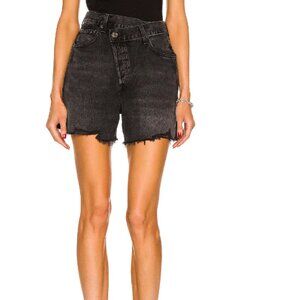 Agolde Criss Cross Black Denim Shorts